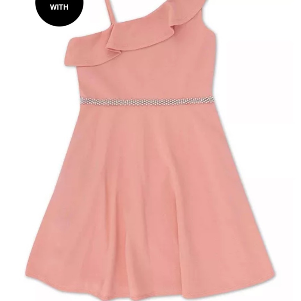 Big Girls Barbiecore Ruffle One Shoulder Dress